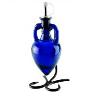 Romantic Decor and More Oil Dispensing Cruet, Soap Dispenser Bottle or Glass Olive Oil Dispenser G47F Cobalt Blue Amphora Style Glass Bottle with Stainless Steel Pour Spout, Cork and Powder Coated Black M