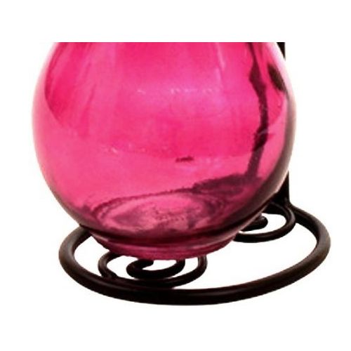  Romantic Decor and More Liquid Soap Dispenser or Cooking Oil Bottle, Vinegar Cruet Glass Bottle G37F Fuchsia Raindrop Style 8 oz. Bottle. Glass Bottle with Stainless Steel Pour Spout, Cork and Black Metal