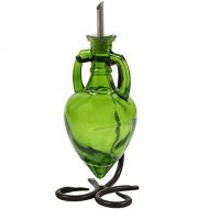 Romantic Decor and More Vinegar and Oil Dispenser, Salad Dressing Bottle, Soap Dispenser for Kitchen Sink G231VF Lime Green Amphora Style Glass Bottle with Stainless Steel Pour Spout, Cork and Powder Coat