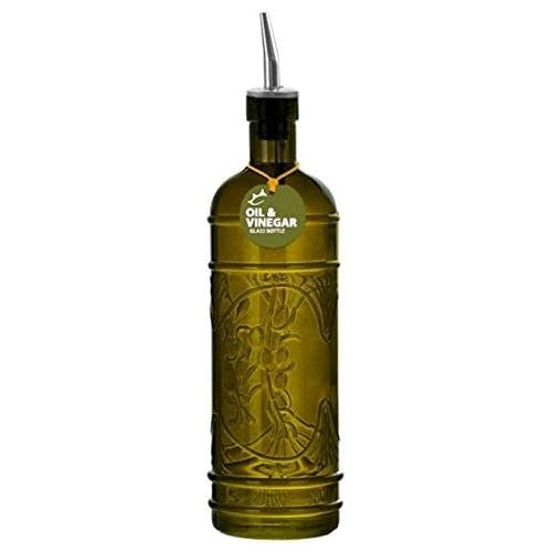  Romantic Decor and More Unique Kitchen Olive Oil, Liquid Dish or Hand Soap Glass Bottle Dispenser ~ G244VF ~ Vintage Green Glass Bottle with Metal Pour Spout and Cork Included