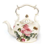 Romantic Rose Porcelain Teapot With Delicate Rose Design For Teas And Fine Dining Pleasure