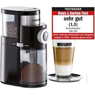 ROMMELSBACHER Kaffeemuehle EKM 200  aromaschonendes Scheibenmahlwerk, Mahlgrad einstellbar von grob bis extra fein, 2-12 Portionen, Fuellmenge Bohnenbehalter 250 g, 110 Watt, schwar