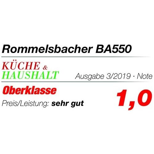  ROMMELSBACHER Brotbackautomat BA 550 - 13 Programme, automatisches Zutatenfach, 2 Brotgroessen (700 g / 900 g), einstellbarer Braunungsgrad in 3 Stufen, auch fuer glutenfreies Brot, E