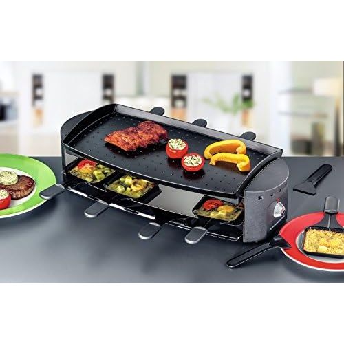  Rommelsbacher RC 1200Ottimo Gourmet Raclette, 1200Watt, Black/Stainless Steel8People