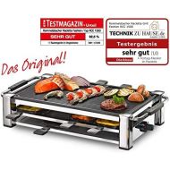 ROMMELSBACHER RCC 1500 Raclette-Grill (extra langes Kabel (2m), Tischgrill fuer 8 Personen, gerippte Alu-Druckguss-Grillplatte, Xylan Plus Antihaftbeschichtung, Parkdeck, 1500 W) ch