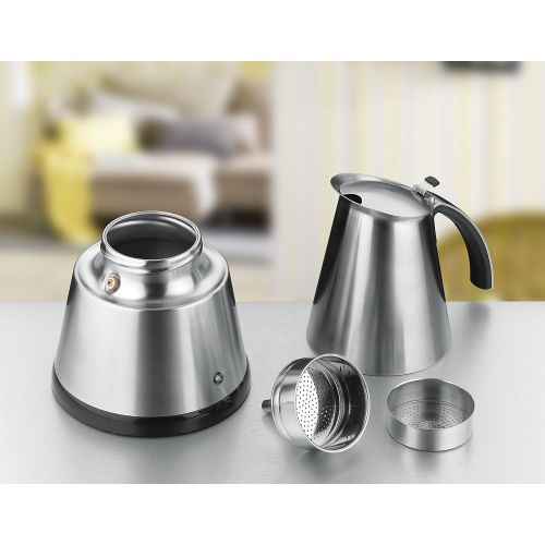  [아마존 핫딜]  [아마존핫딜]Rommelsbacher ROMMELSBACHER EKO 364/E Espressokocher elektrisch (2-4 Tassen, 250ml Fuellmenge, 2 Edelstahl-Filtereinsatze, Abschaltautomatik, Sicherheitsventil, Ein/Ausschalter, 365 W) Edelstahl