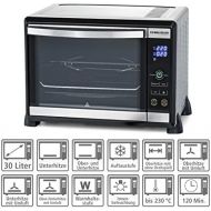 Rommelsbacher ROMMELSBACHER BGE 1580/E Minibackofen (30 Liter, 8 Heizarten mit Umluft, Drehspiess, Doppelverglasung, Touch Control Sensoren, Slow Cooking geeignet, 1580 W) Edelstahl