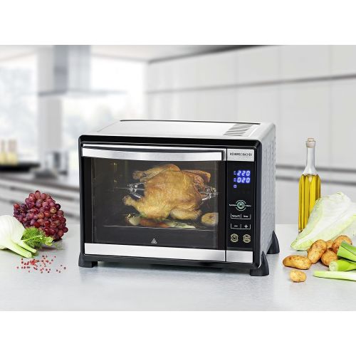  Rommelsbacher ROMMELSBACHER BGE 1580/E Minibackofen (30 Liter, 8 Heizarten mit Umluft, Drehspiess, Doppelverglasung, Touch Control Sensoren, Slow Cooking geeignet, 1580 W) Edelstahl