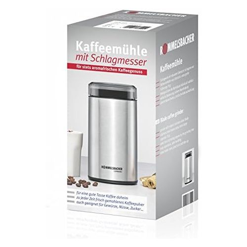  Rommelsbacher ROMMELSBACHER EKM 100 elektrische Kaffeemuehle mit Schlagmesser aus Edelstahl (200 W, 70g Fuellmenge, auch fuer Gewuerze) Edelstahl, silber