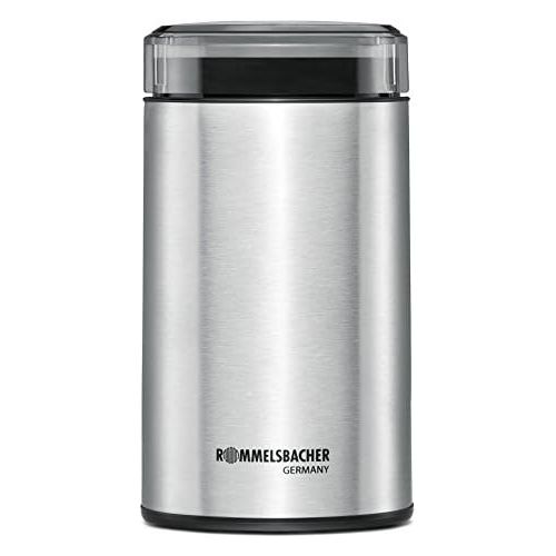  Rommelsbacher ROMMELSBACHER EKM 100 elektrische Kaffeemuehle mit Schlagmesser aus Edelstahl (200 W, 70g Fuellmenge, auch fuer Gewuerze) Edelstahl, silber