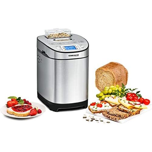  ROMMELSBACHER Brotbackautomat BA 550 - 13 Programme, automatisches Zutatenfach, 2 Brotgroessen (700 g / 900 g), einstellbarer Braunungsgrad in 3 Stufen, auch fuer glutenfreies Brot, E