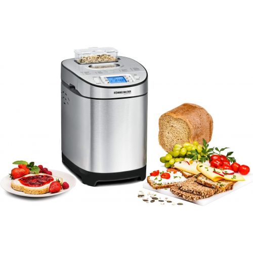  ROMMELSBACHER Brotbackautomat BA 550 - 13 Programme, automatisches Zutatenfach, 2 Brotgroessen (700 g / 900 g), einstellbarer Braunungsgrad in 3 Stufen, auch fuer glutenfreies Brot, E