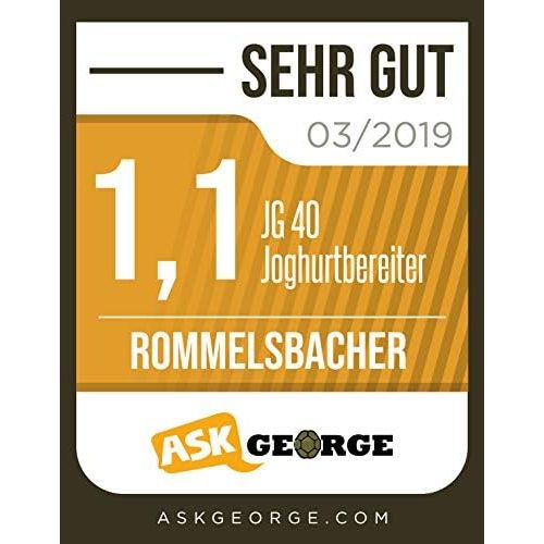  ROMMELSBACHER Joghurtbereiter JG 40 - fuer bis zu 1200 g Joghurt, LCD Display, 18 Stunden Zeitschaltuhr, automatische Abschaltung, elektronische Temperaturregelung, 8 Portionsglaser