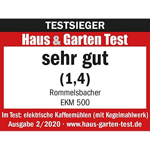  ROMMELSBACHER Kaffeemuehle EKM 500 - Kegelmahlwerk, Prazisions-Waage, Halterung fuer Siebtrager, Mahlgrad in 39 Stufen, 5 Funktionstasten fuer individuelle und flexible Nutzung