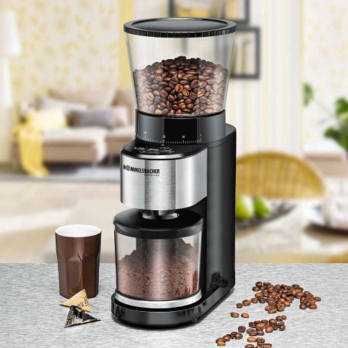  ROMMELSBACHER Kaffeemuehle EKM 500 - Kegelmahlwerk, Prazisions-Waage, Halterung fuer Siebtrager, Mahlgrad in 39 Stufen, 5 Funktionstasten fuer individuelle und flexible Nutzung