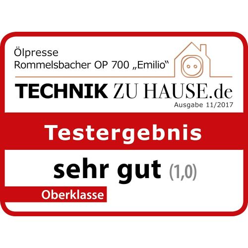  ROMMELSBACHER OP 700 elektrische OElpresse Emilio, schonendes Kaltpressverfahren, 2 Spezial-Pressschnecken fuer kleine und grosse Saaten, Kerne, Nuesse, taglich frisches OEl ohne Zusatz