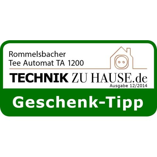  ROMMELSBACHER Tee Automat TA 1200-5 Programme, 4 Bruehtemperaturen (80/85/90/100 °C), Ziehzeit bis 10 Min. einstellbar, Warmhaltefunktion, Startzeitvorwahl, Glas-Teekanne, Edelstahl