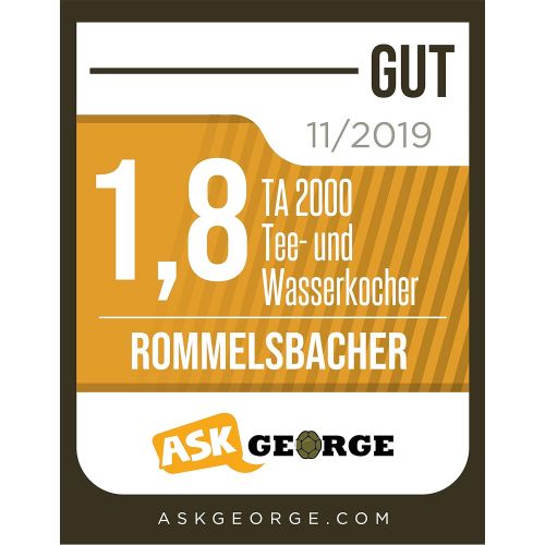  ROMMELSBACHER Tee- und Wasserkocher TA 2000 - 6 Programme, Temperaturregelung von 50-100 °C, Schnellstart-Taste, Ziehzeit bis 10 Minuten, Warmhaltefunktion, Glaskanne, Edelstahl-Te