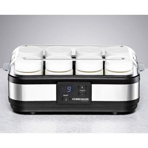  ROMMELSBACHER Joghurtbereiter JG 40 - fuer bis zu 1200 g Joghurt, LCD Display, 18 Stunden Zeitschaltuhr, automatische Abschaltung, elektronische Temperaturregelung, 8 Portionsglaser