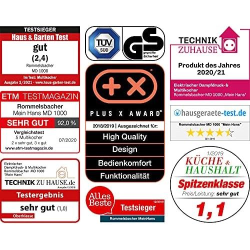  ROMMELSBACHER Elektrischer Dampfdruck- & Multikocher MD 1000 MeinHans  Das Original - 14 Automatik-Programme, von 40 °C bis 170 °C regelbar, 2 Dampfdruckstufen, antihaftbeschichte