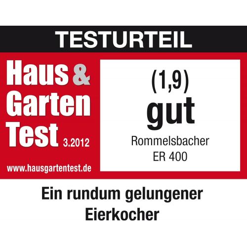  ROMMELSBACHER Eierkocher ER 400 - fuer 1-7 Eier, einstellbarer Hartegrad, elektronische Kochzeitueberwachung, Ein/Ausschalter, Signalton am Kochzeitende, Edelstahlgehause, 400 Watt