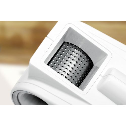  [아마존베스트]ROMMELSBACHER Multi Grater MR 6 - Removable Grater Drum Made of Stainless Steel for Hard Cheese, Nuts, Chocolate & More, Power Battery, White