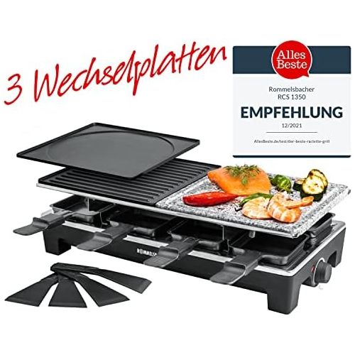  [아마존베스트]Rommelsbacher RCS 1350 Raclette Grill, Plastic, Black / Stainless Steel