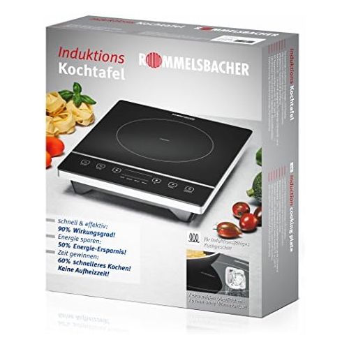  [아마존베스트]ROMMELSBACHER CT 2005/IN Single Hob Induction Glass Ceramic, Touch Control, Pot Detection, 10 Power Levels, 10 Temperature Levels from 60-240 °C, Timer, Shut-Off Function, 2000 Wat