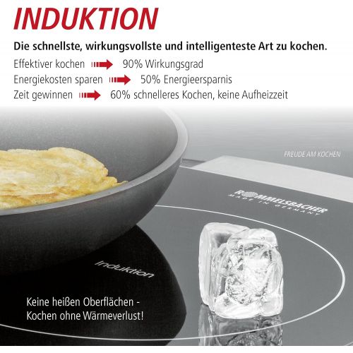  [아마존베스트]ROMMELSBACHER CT 2005/IN Single Hob Induction Glass Ceramic, Touch Control, Pot Detection, 10 Power Levels, 10 Temperature Levels from 60-240 °C, Timer, Shut-Off Function, 2000 Wat