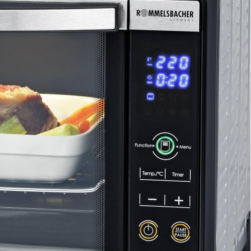  [아마존베스트]Rommelsbacher Romelsbacher BGE 1580/E Electronic Back & Grill Oven 30 Litre Baking Room Electronic Control from 80-230 °C Touch Control 8 Types of Heating Recirculation Rotisserie Timer Double G