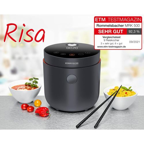  [아마존베스트]ROMMELSBACHER Multi Rice Cooker & Steamer MRK 500-6 Programmes (Rice, Whole Grain, Low Carb, Soup, Milk Rice, Warming), Cool-Touch Housing, Removable Non-Stick Inner Pot, 500 Watts