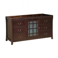 Ronbow RONBOW Shoji 60 Inch Bathroom Vanity Set in Vintage Walnut, Wood Cabinet with Frost Glass Door and Six Drawers, Wood Countertop 040460-M-F07_Kit_2
