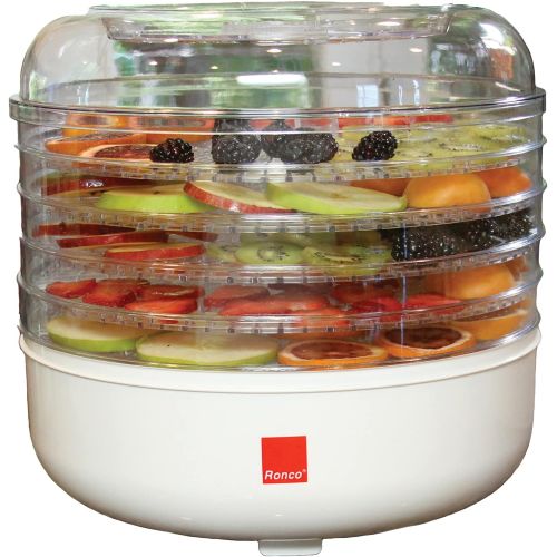  [아마존베스트]Ronco 5-Tray Dehydrator, Food Preserver Quiet Operation, for Beef, Turkey, Chicken, Fish Jerky, Fruits, Vegetables, Classic White