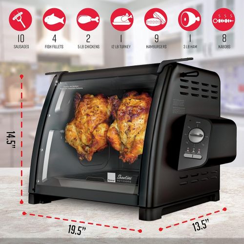  [아마존베스트]Ronco Showtime Large Capacity Rotisserie & BBQ Oven Modern Edition, Simple Switch Controls, Silicone Door Tie, Auto Shutoff, Includes Multipurpose Basket