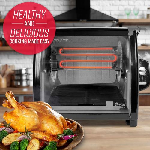  [아마존베스트]Ronco Showtime Large Capacity Rotisserie & BBQ Oven Modern Edition, Simple Switch Controls, Silicone Door Tie, Auto Shutoff, Includes Multipurpose Basket