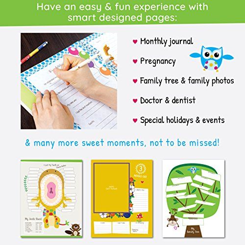  [아마존베스트]Ronica First Year Baby Memory Book & Baby Journal - Modern Baby Shower Gift & Keepsake for New Parents to Record Photos & milestones - Five Year Scrapbook & Picture Album for boy &