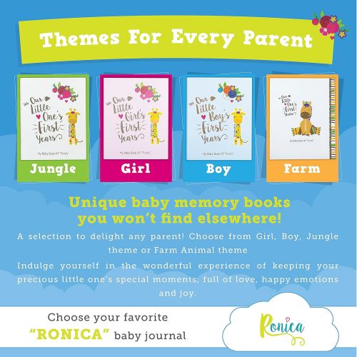  [아마존베스트]Ronica First Year Baby Memory Book & Baby Journal - Modern Baby Shower Gift & Keepsake for New Parents to Record Photos & milestones - Five Year Scrapbook & Picture Album for boy &