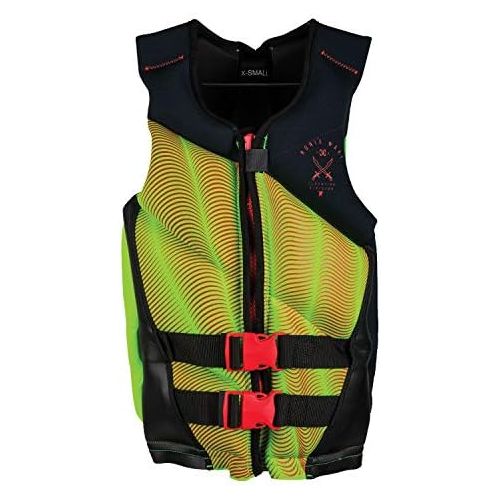  [아마존베스트]RONIX Ronix Drivers Ed Capella - 2.0 CGA Life Vest - Black/Lime / Red - Teen (75-125lbs) (2019)