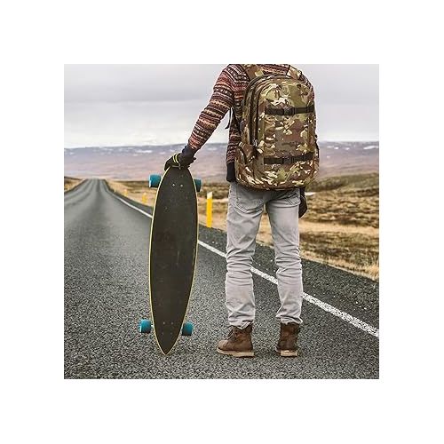  Ronyes Skateboard Backpack, Skateboard Bag,17.3 Inch Laptop Backpack with USB Charging Port, Military Tactical Backpack for Sports Travel Camo Green