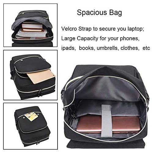  [아마존베스트]Ronyes Unisex College Bag Fits up to 15.6’’ Laptop Casual Rucksack Waterproof School Backpack Daypacks (AllBlackWithUSB)