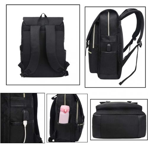  [아마존베스트]Ronyes Unisex College Bag Fits up to 15.6’’ Laptop Casual Rucksack Waterproof School Backpack Daypacks (AllBlackWithUSB)