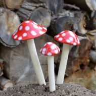 RooPottery Red with White Polka Dots Mushroom. Ceramic Mushroom. Garden Stake. Garden Art. Garden Accessory.