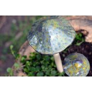 RooPottery Garden Stake, Ceramic Mushrooms, Woodland Moss, Mushroom, Garden Decor, Outdoor Art