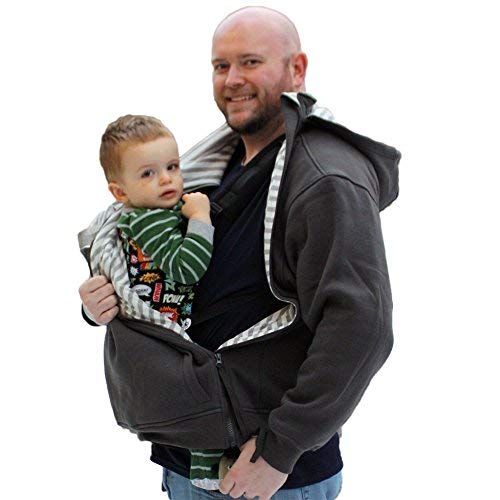  Roocoat RooCoat Babywearing Coat - Charcoal with Gray Stripes - Medium