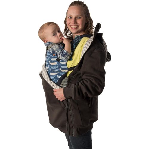  Roocoat RooCoat Babywearing & Maternity Coat 2.0 Charcoal with Gray Stripes XS