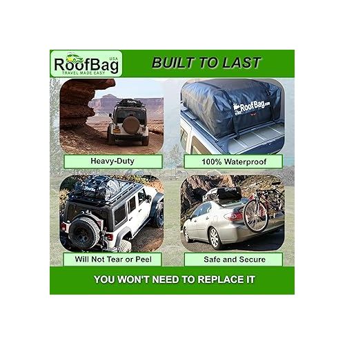  13 Cubic RoofBag Car Rooftop Cargo Carrier, Waterproof Roof Bag Top Luggage Storage Carriers for Any Car with/Without Rack Cross Bar Including Anti-Slip Mat + Strong Nylon Straps + Storage Bag