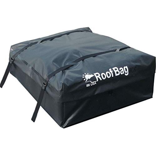  RoofBag Rooftop Cargo Carrier Made in USA is a Waterproof Car Roof Bag or Car Roof Cargo Carrier for Rack or No-Rack. Roof Bag Car Top Carrier 15 cu. ft. with Straps, Mat, Storage