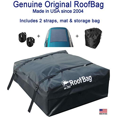  RoofBag Rooftop Cargo Carrier 15 Cubic Feet is a Waterproof Rooftop Cargo Bag or Cargo Carrier for Top of Vehicle with or Without Rack. Roof Bag Car Top Carrier Includes Straps, Ma