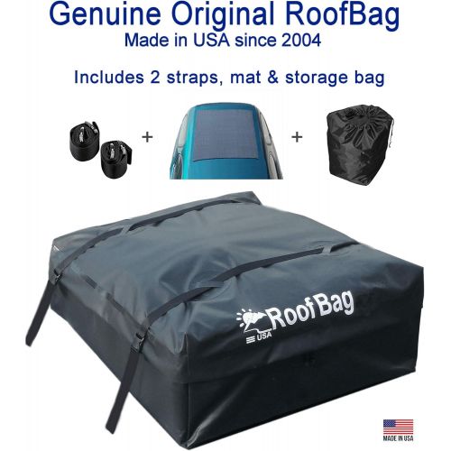  RoofBag Rooftop Cargo Carrier 15 Cubic Feet is a Waterproof Rooftop Cargo Bag or Cargo Carrier for Top of Vehicle with or Without Rack. Roof Bag Car Top Carrier Includes Straps, Ma