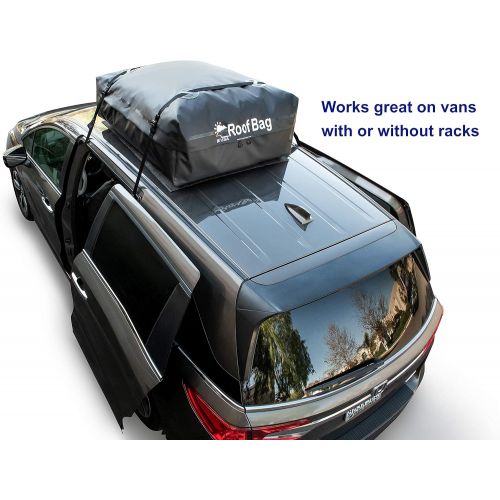  RoofBag Rooftop Cargo Carrier 15 Cubic Feet is a Waterproof Rooftop Cargo Bag or Cargo Carrier for Top of Vehicle with or Without Rack. Roof Bag Car Top Carrier Includes Straps, Ma